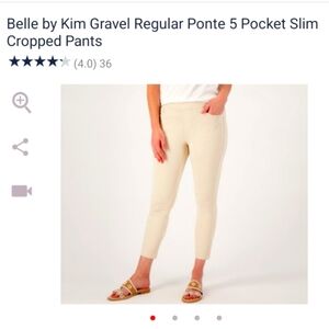 Belle by Kim Gravel 5-Pocket Slim Cropped Pants - 18W - Sand Bar (Light Khaki)